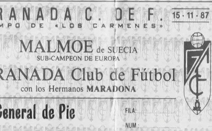 Entrada del partido entre Granada CF y Malmö FF en 1987 - Odio Eterno Al Fútbol Moderno
