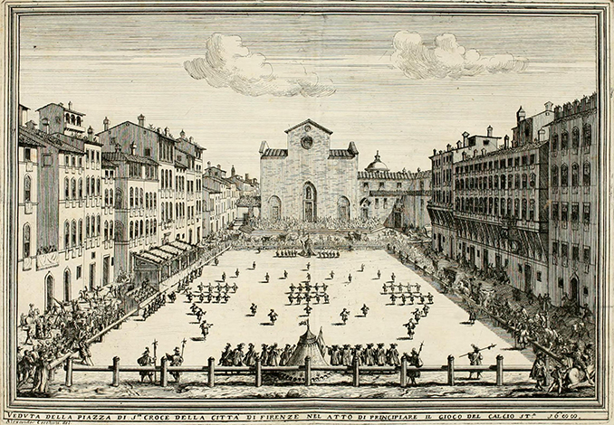 Grabado sobre un partido de Calcio Storico disputado en el siglo XVII - Odio Eterno Al Fútbol Moderno 