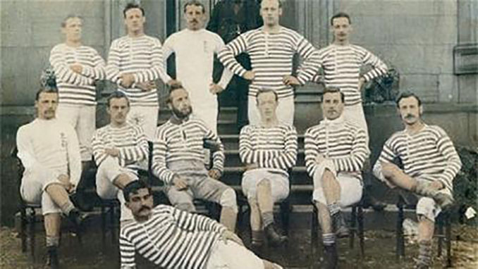 Darwen en la temporada 1879-1880. Fergus Suter tumbado al frente - Odio Eterno Al Fútbol Moderno 