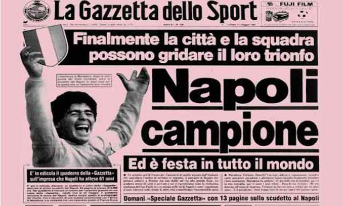 Titular de La Gazzeta dello Sport sobre el primer Scudetto del Nápoles - Odio Eterno Al Fútbol Moderno