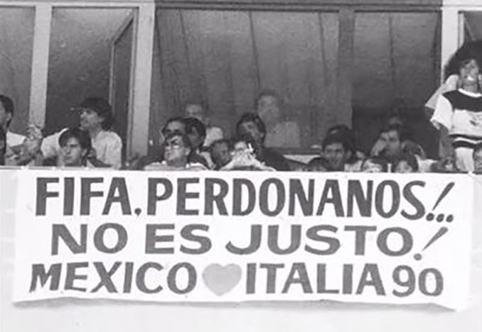Pancarta en contra de la sanción a México por el escándalo de Los Cachirules - Odio Eterno Al Fútbol Moderno